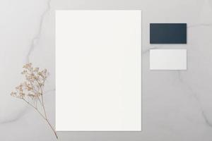 Business card and stationery mockup with dried flowers photo