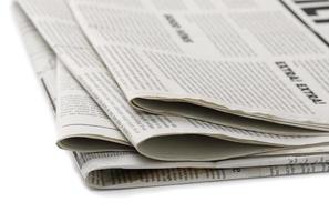 Business Newspaper isolated on white background, Daily Newspaper mock-up concept photo