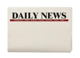 Blank Daily Newspaper isolated on white background, Daily Newspaper mock-up concept photo