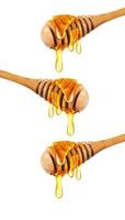 Honey dripping isolated on a white background, Dripped honey, Honey dipper photo