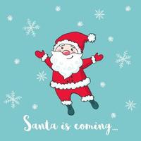 Christmas Greeting Card with cute Santa Claus. Vector illustration. Design for greeting cards, t-shirt and other