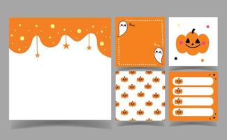 Halloween orange and white color background collection. memo template. vector