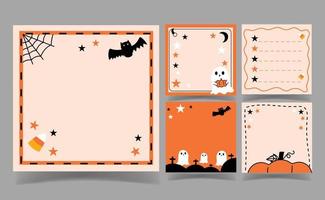 Halloween black and orange color background collection. memo template. vector