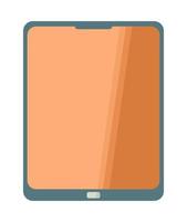 Vector Modern gray tablet flat computer with blank orange horizontal screen isolated on white background illustration