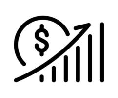 Vector sign dollar and profit diagram logo icon. Simple line symbol style for web template and app. Future pick, revenue business, achievement chart illustration design