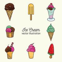 set of ice cream vector illustration