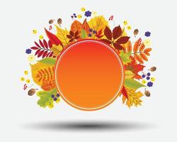 Autumn Circle banner with leaves behind vector