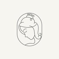 Beautiful woman's face Line art logo design template. - Vector. vector