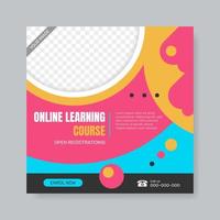 Creative online learning course social media post. - Vector. vector