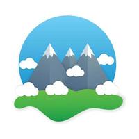 Scenic landscape of mountain range and clouds in the sky. - Vector. vector