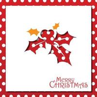 holly paper cut symbol with red berries vector for Christmas design