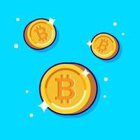 Gold Bitcoin Cartoon Vector Icon Illustration. Finance  Business Concept Isolated Premium Vector. Flat Cartoon  Style