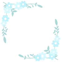 Corner frame of the blue flowers. Plant with flowers and leaves. png