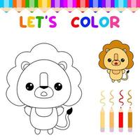 Lets color cute animals.Coloring book for young children. education game for children. Paint the lion vector
