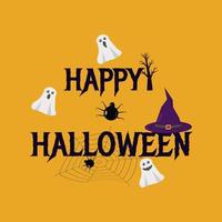 the inscription happy halloween vokurg ghosts scary paytina tree and spiders can be used for banners posters posters vector