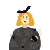 costume with black spiders on a white background vector