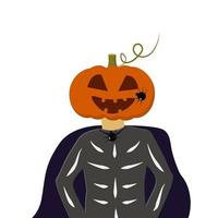 a pumpkin costume instead of a head a bone cloak vector