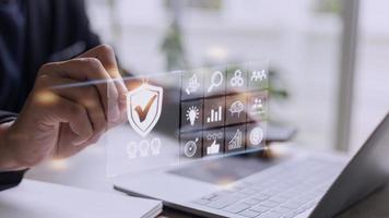 Quality assurance standard and certification. Certified internet businesses and services. Compliance to international guarantee. Concept for QA management and ISO certification organization service photo
