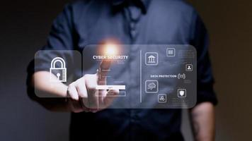 cybersecurity concept, user privacy security and encryption, secure internet access Future technology and cybernetics, screen padlock. photo