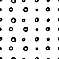 patrón geométrico simple dibujado a mano. puntos abstractos, guiones, lunares, círculos, en blanco y negro. marcas de pincel monocromáticas de moda. ornamento en estilo grunge vector