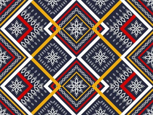 Geometric seamless pattern in tribal. Fabric ethnic flower pattern.