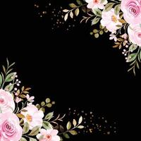 pink flower frame background with black color vector