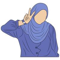 Vector illustration of muslim girl in peace style