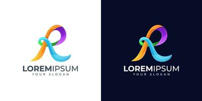 inspiración colorida del diseño del logotipo de la letra r vector