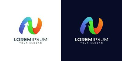 inspiración colorida del diseño del logotipo de la letra n vector