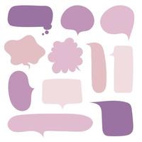 collection set of hand drawn line frame border,blank speech bubble balloon purple color, think, speak, talk, text box, banner, flat design vector illustration