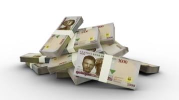pilha 3d de 1000 notas de naira nigeriana png