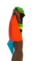puño de mano sosteniendo la bandera de tanzania. mano levantada y agarrando la bandera aislada en un fondo transparente. 3d desgarrando la bandera envuelta alrededor del puño png