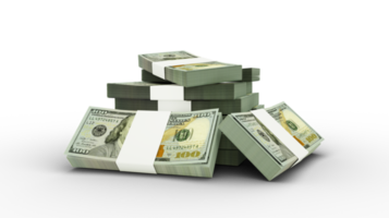 3D Stack of US dollar notes png
