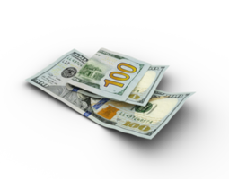 3D rendering of Double 100 US dollar notes with shadows on transparent background png