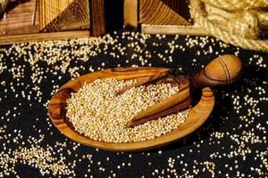 Chenopodium quinoa seed on a wooden table photo