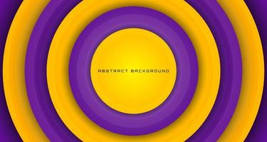 Capa de superposición de fondo abstracto geométrico púrpura amarillo 3d en espacio brillante con decoración circular. elemento de diseño gráfico concepto de estilo futuro para volante de banner, tarjeta, portada de folleto o página de destino