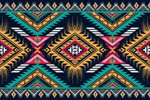 traditional ethnic geometric pattern background design for backgrounds carpet wallpaper clothes wrap fabric seamless embroidery style vector illustration