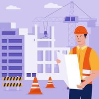 Flat design of architect construction engineer vector