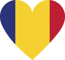 Romania flag in the shape of a heart. png