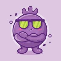 cute blueberry fruit character mascot with cool expression isolated cartoon in flat style design vector