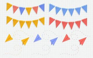 Triangle Flag and Colorful Paper Airplane vector