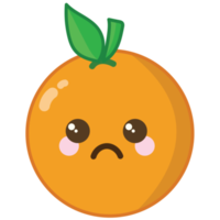 Sad orange fruit with green leaf on transparent background png