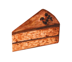 bolo de chocolate com gotas de chocolate, aquarela desenhada à mão png