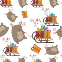 padrão de desenho animado de animais de natal png