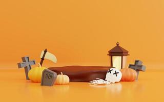 3d illustration of halloween with podium display product photo