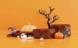 3d illustration of halloween with podium display product photo