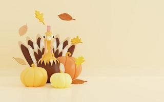 3d thanksgiving illustration with cute turkey photo