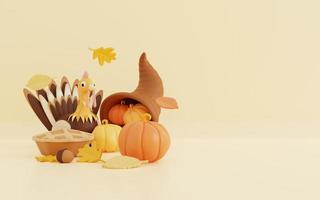 3d thanksgiving illustration with cute turkey photo