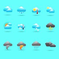 conjunto de iconos de clima de nubes vector