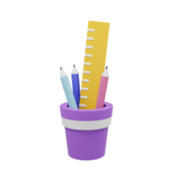 ilustración de icono 3d de papelería escolar png